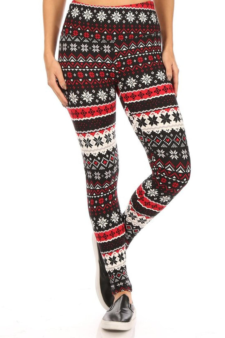 Comfy Soft Fleece Snowflake Holiday Leggings