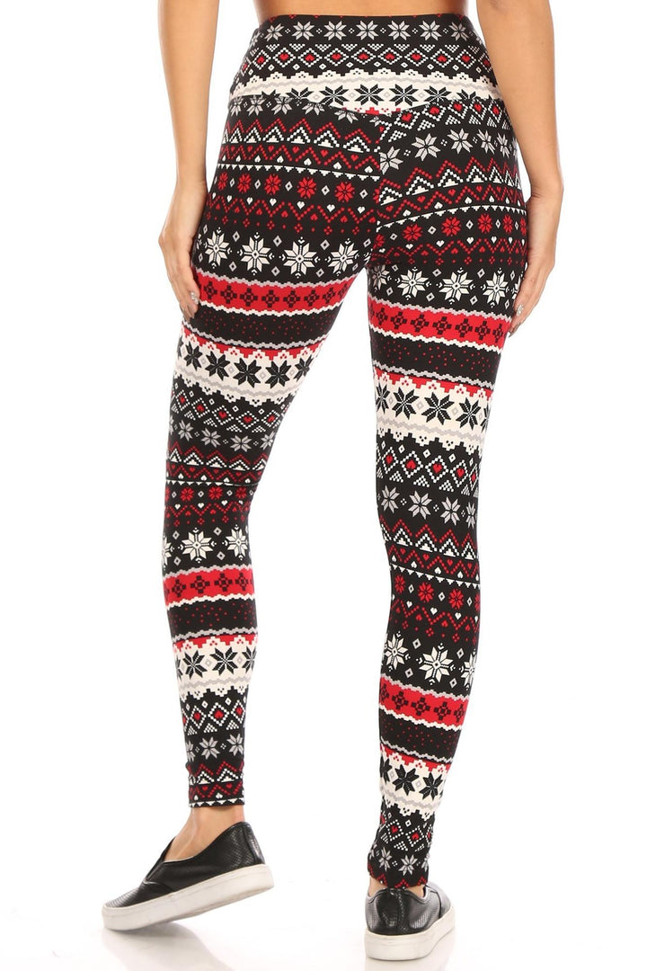 Comfy Soft Fleece Snowflake Holiday Leggings