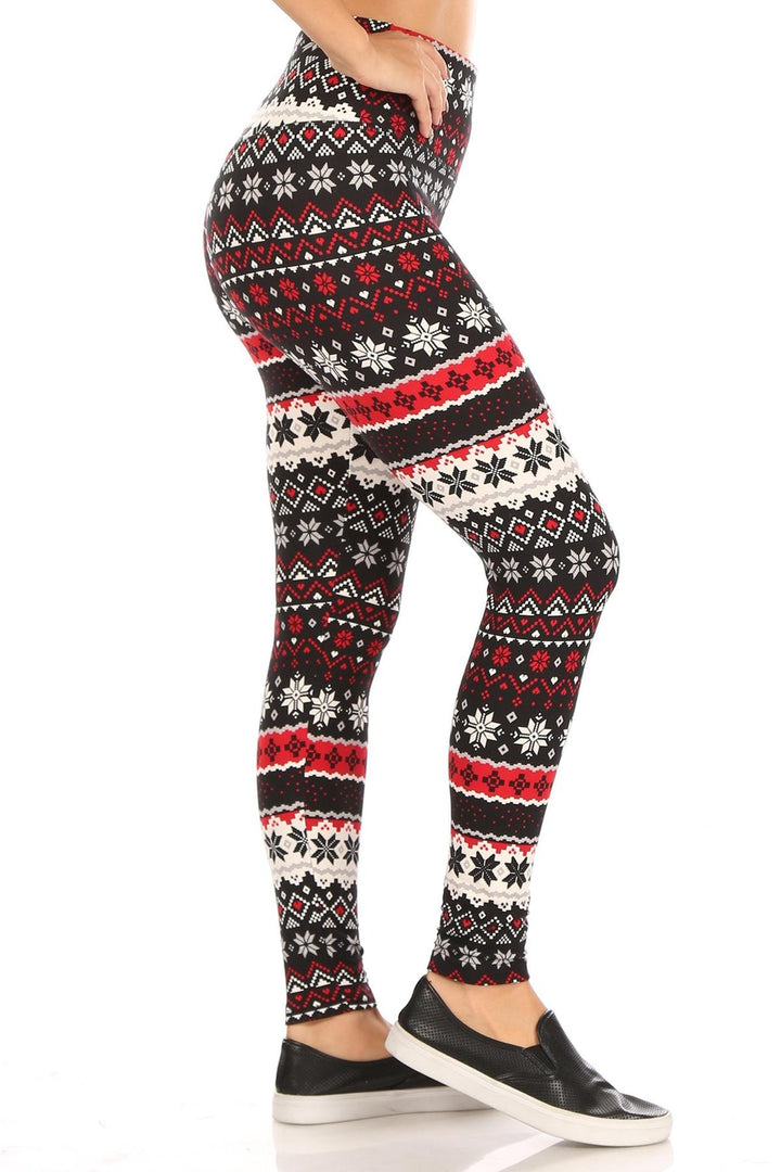 Comfy Soft Fleece Snowflake Holiday Leggings