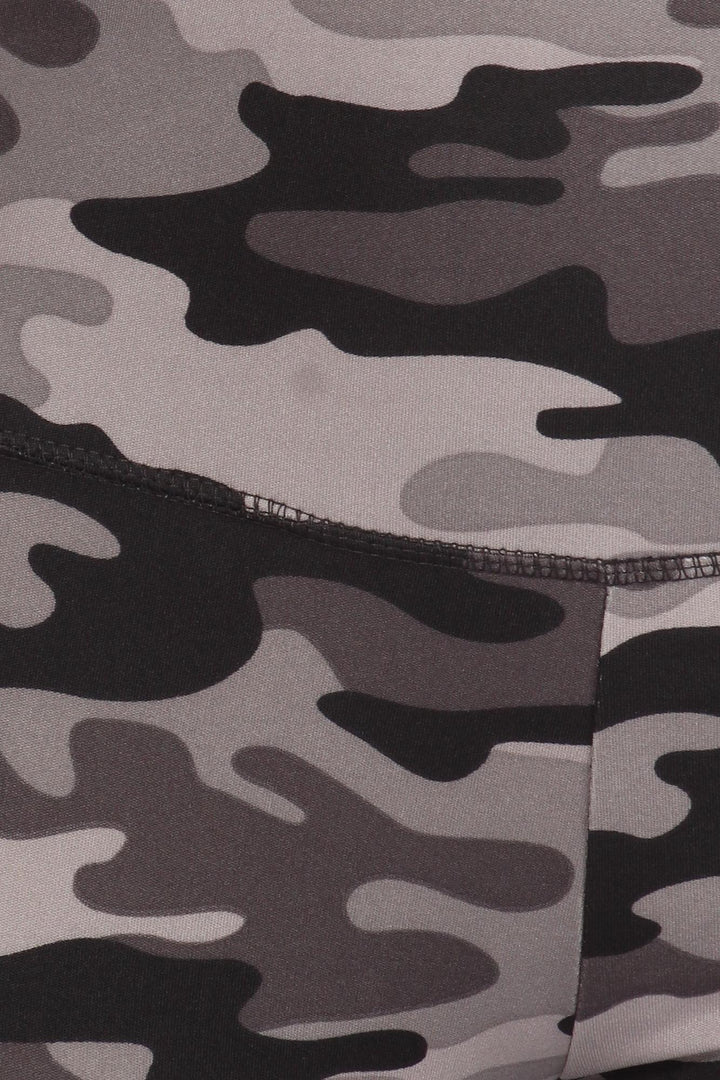 2 Piece Charcoal Camouflage Crop Top and Legging Set