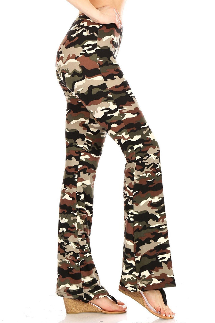 Buttery Smooth Olive Camouflage Bell Bottom Leggings