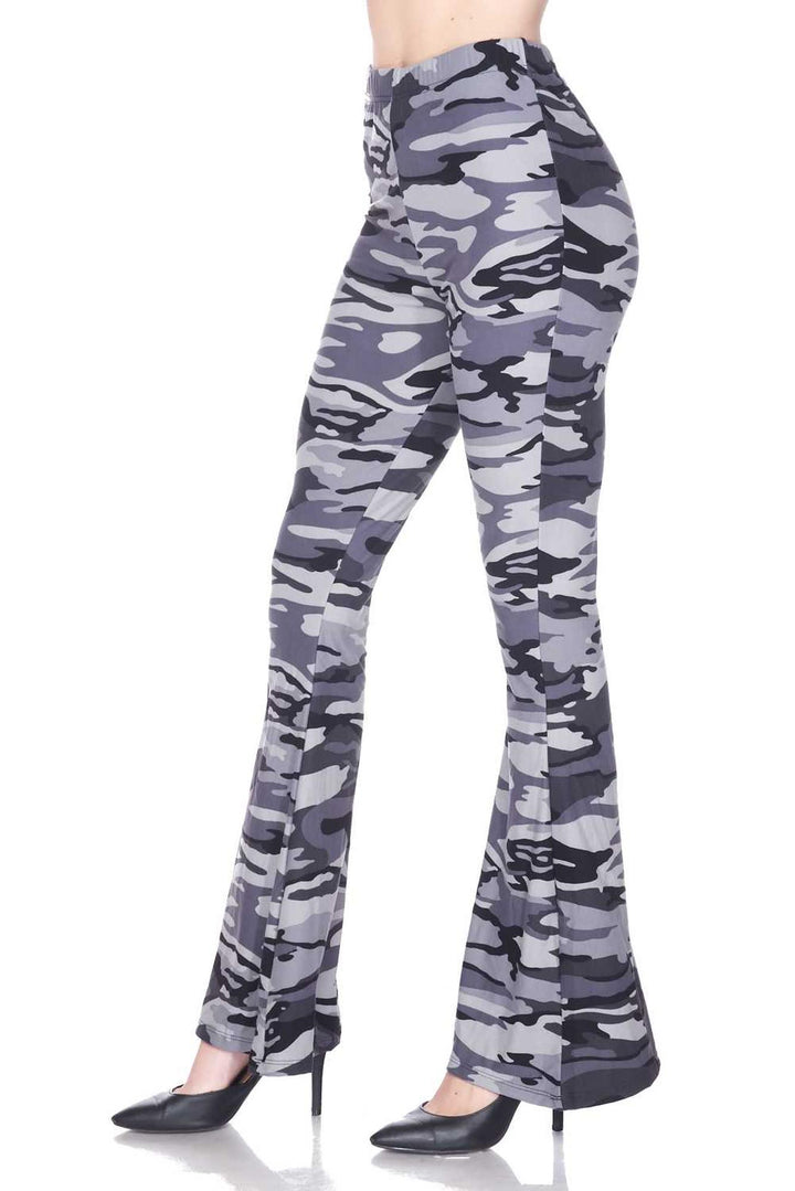 Buttery Smooth Charcoal Camouflage Bell Bottom Leggings