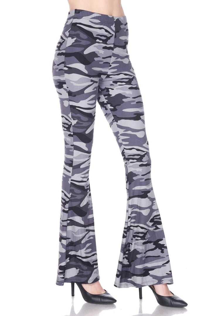 Buttery Smooth Charcoal Camouflage Bell Bottom Leggings