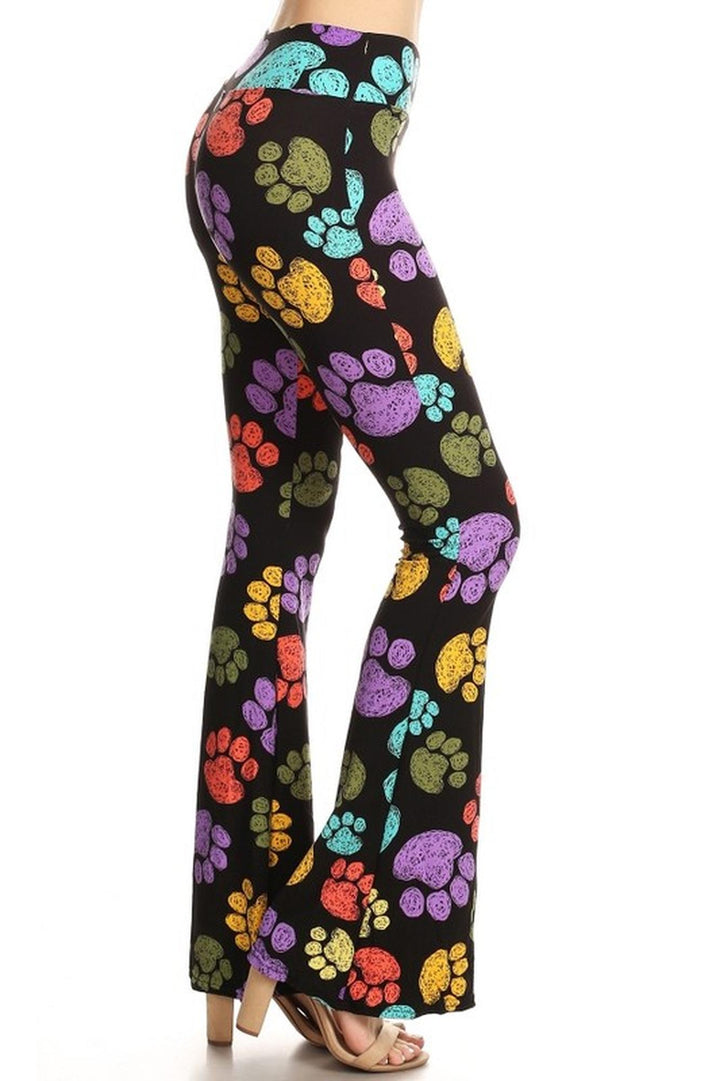 Buttery Smooth Paw Print Bell Bottom Leggings