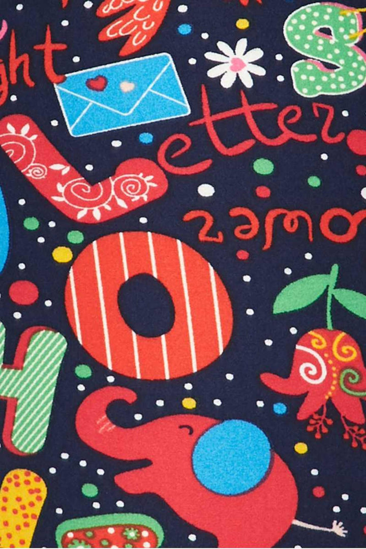 Buttery Soft Animal Letters Plus Size Capris (One Size Plus,Multi Color Bold)