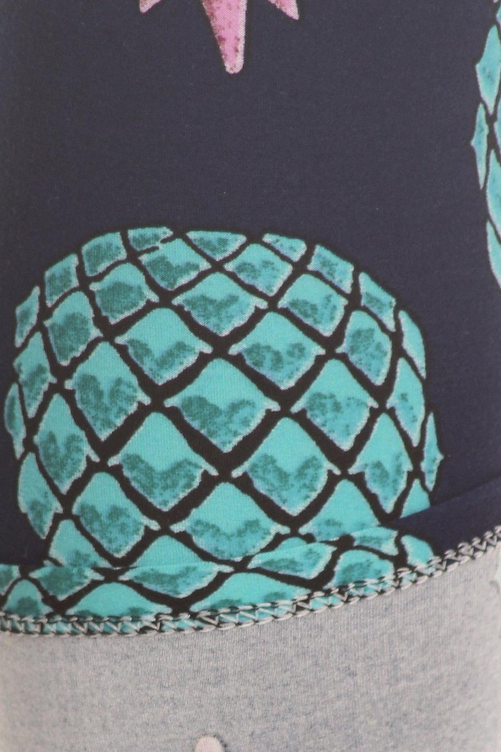 Buttery Soft Teal Pineapple Plus Size Leggings - 3X-5X (One Size Plus,Teal)