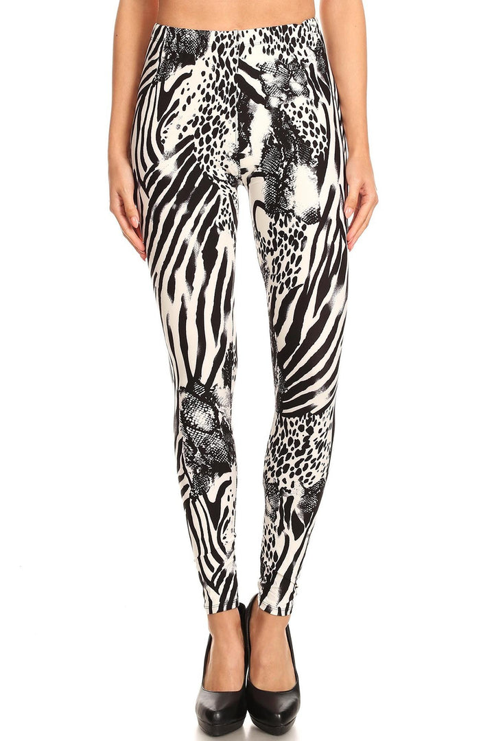 Buttery Soft Wild Safari Leggings (One Size Regular,Black)