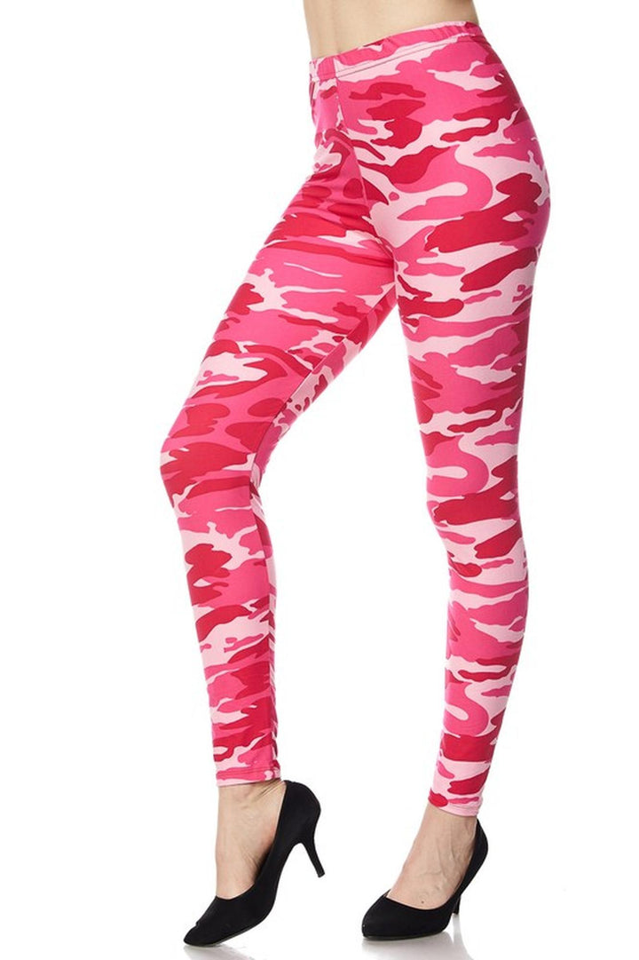 World of Leggings Buttery Soft Plus Size Pink Camouflage Leggings
