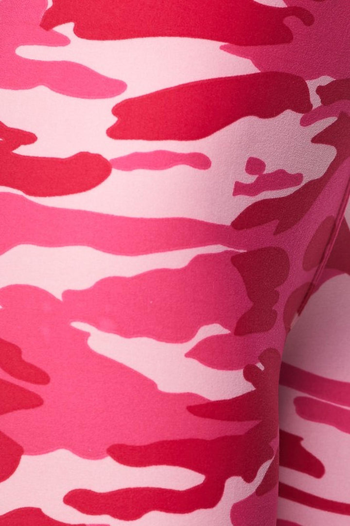 World of Leggings Buttery Soft Plus Size Pink Camouflage Leggings