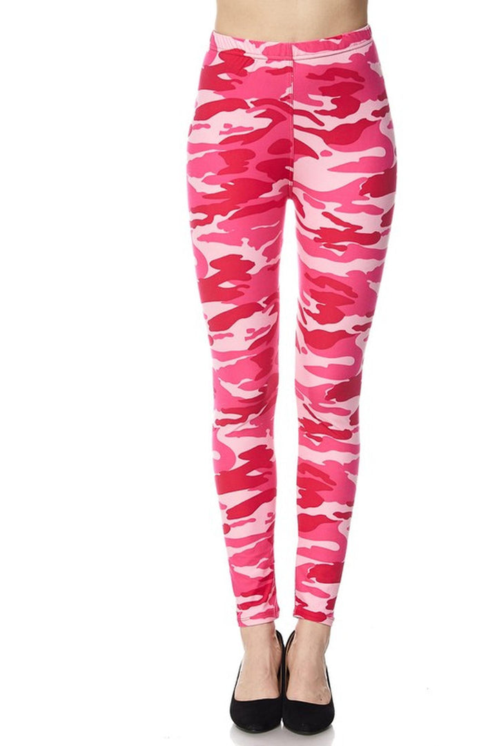World of Leggings Buttery Soft Plus Size Pink Camouflage Leggings