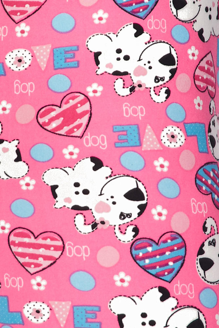 Buttery Soft Pink Puppy Dogs Leggings (One Size Regular,Pink)