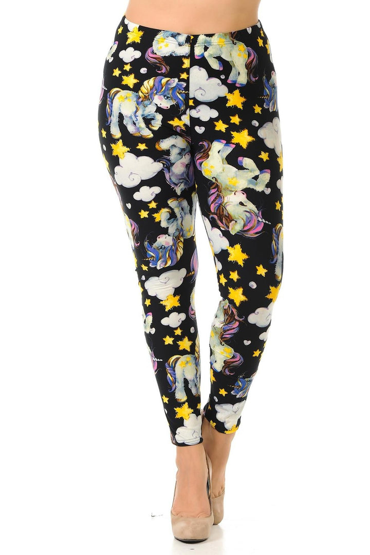 Plus Size - Buttery Soft Cutie Pie Baby Unicorn Print Leggings