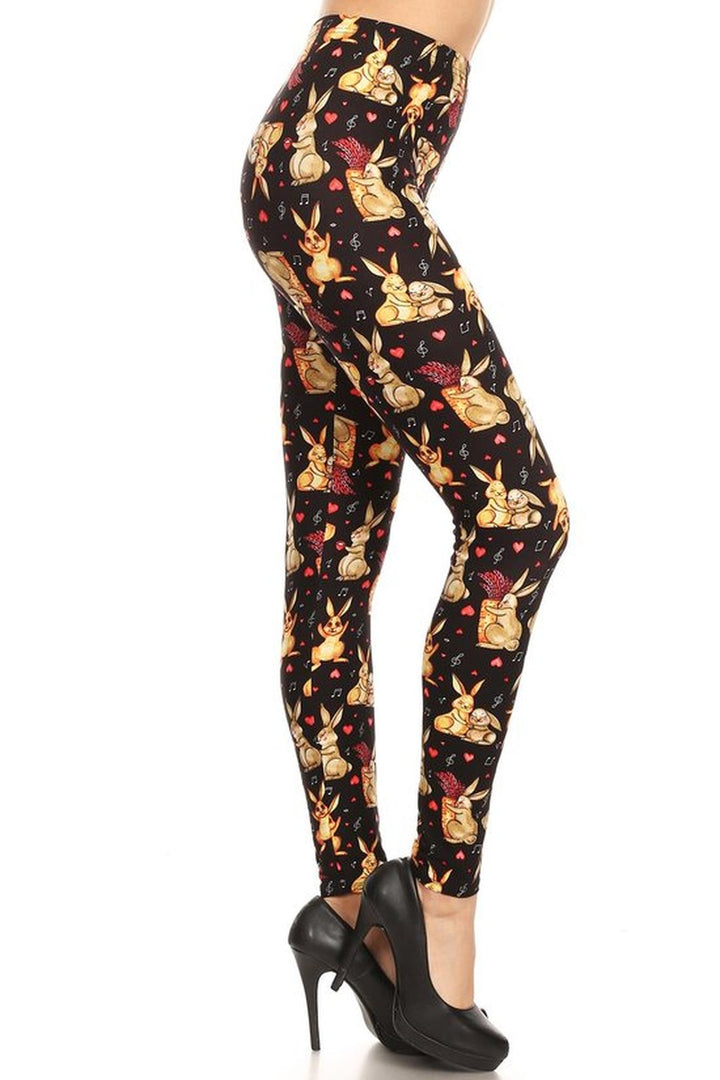 Buttery Soft Bunny Rabbit Leggings (One Size Regular,Black)