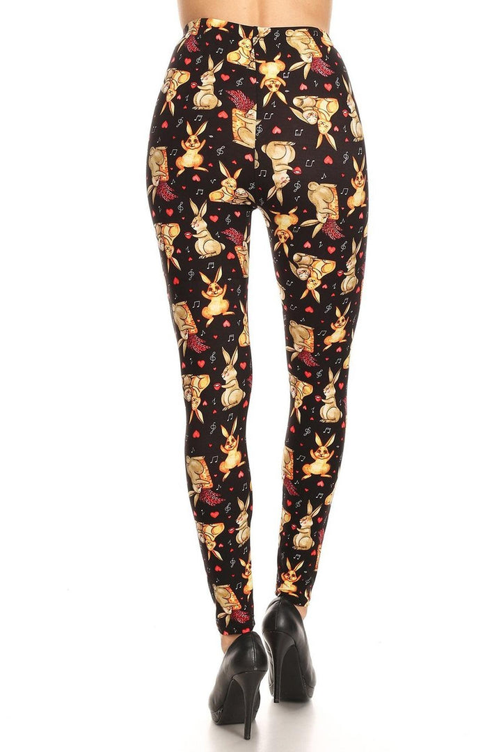 Buttery Soft Bunny Rabbit Leggings (One Size Regular,Black)