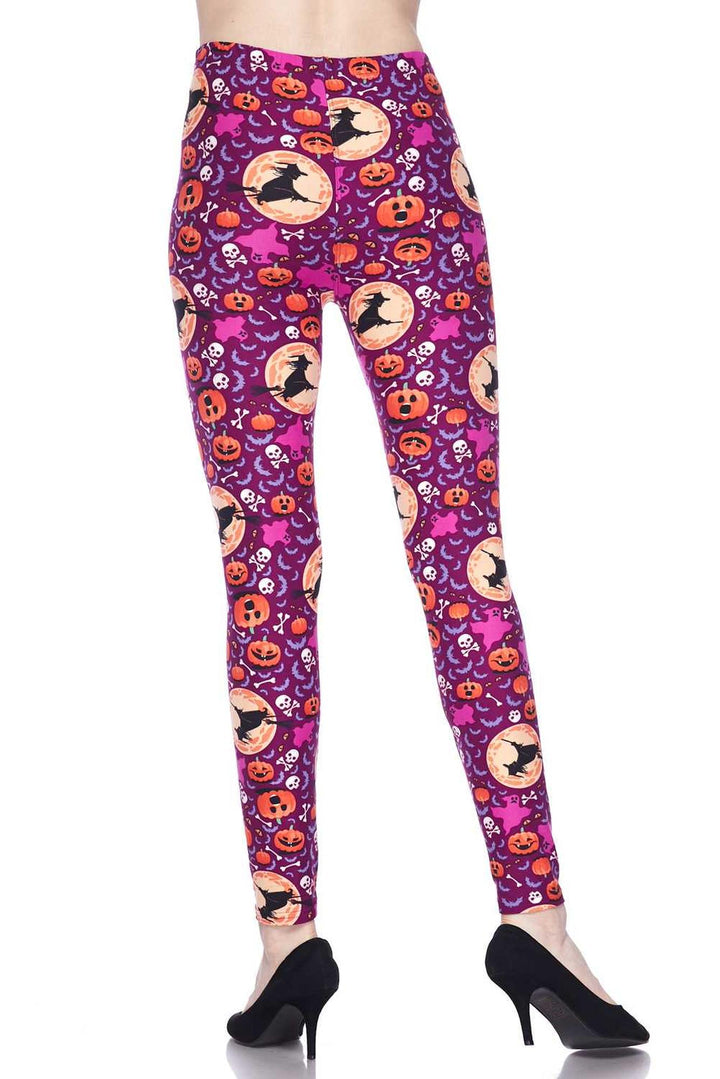Buttery Soft Wicked Witches Leggings (One Size Regular,Magenta)