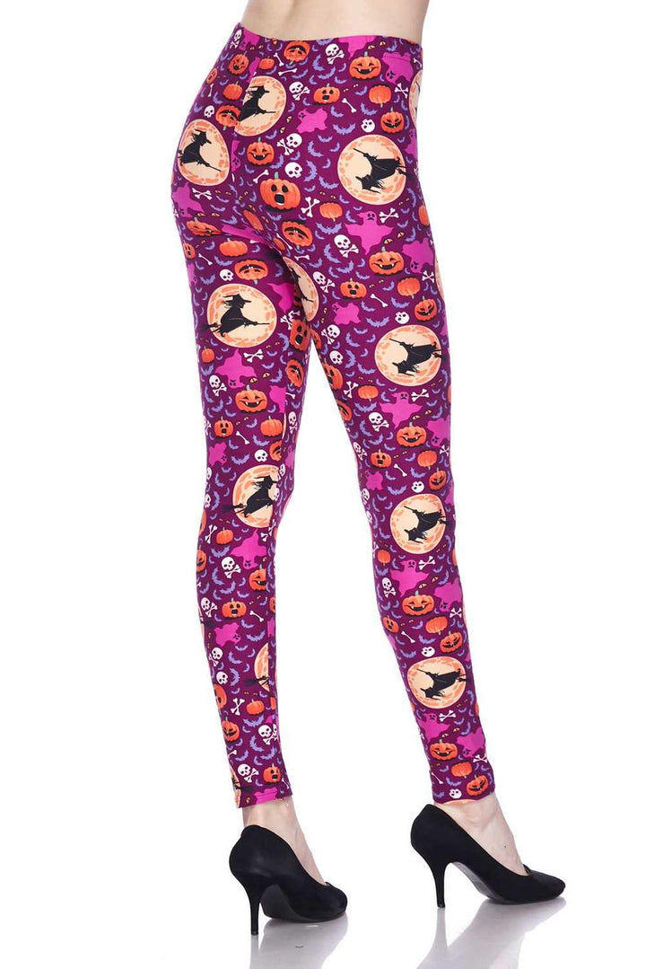 Buttery Soft Wicked Witches Leggings (One Size Regular,Magenta)