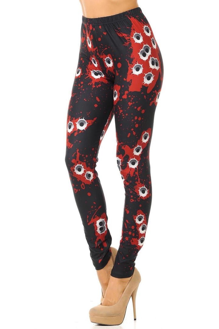 Creamy Soft Premium Women's Leggings Bullet Holes Regular Size, High Rise, Stretchy & Breathable, Comfortable Fit - by USA Fashion