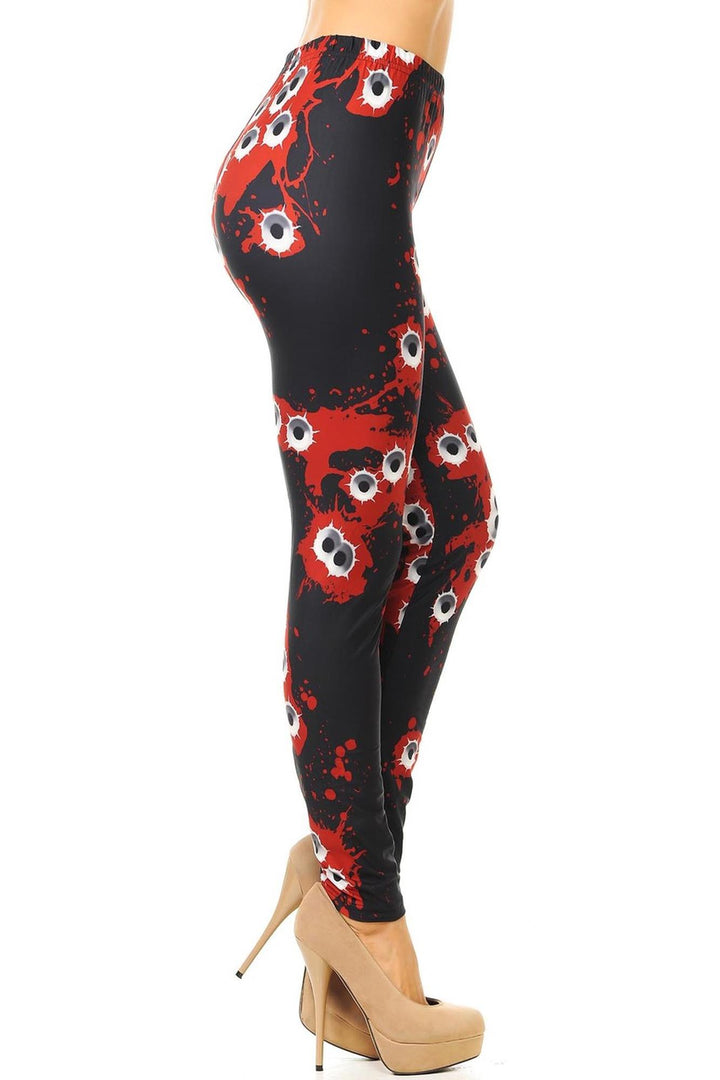 Creamy Soft Premium Women's Leggings Bullet Holes Regular Size, High Rise, Stretchy & Breathable, Comfortable Fit - by USA Fashion