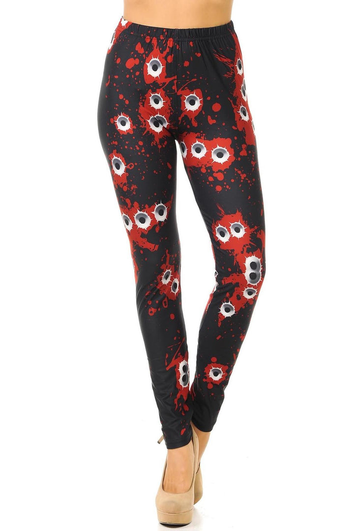 Creamy Soft Premium Women's Leggings Bullet Holes Regular Size, High Rise, Stretchy & Breathable, Comfortable Fit - by USA Fashion