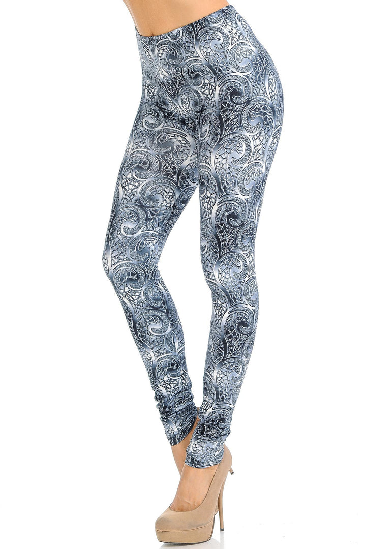 Creamy Soft Swirling Crystal Glass Extra Small Leggings - USA Fashionâ„¢ (XSmall One Size,Charcoal)