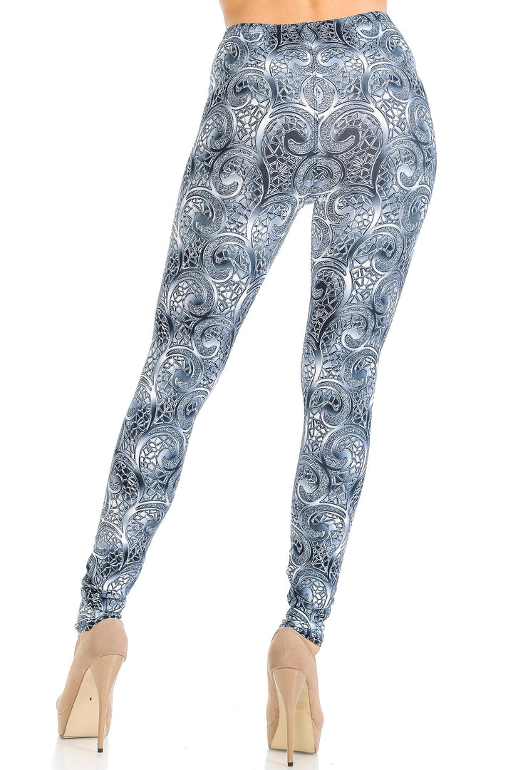 Creamy Soft Swirling Crystal Glass Extra Small Leggings - USA Fashionâ„¢ (XSmall One Size,Charcoal)