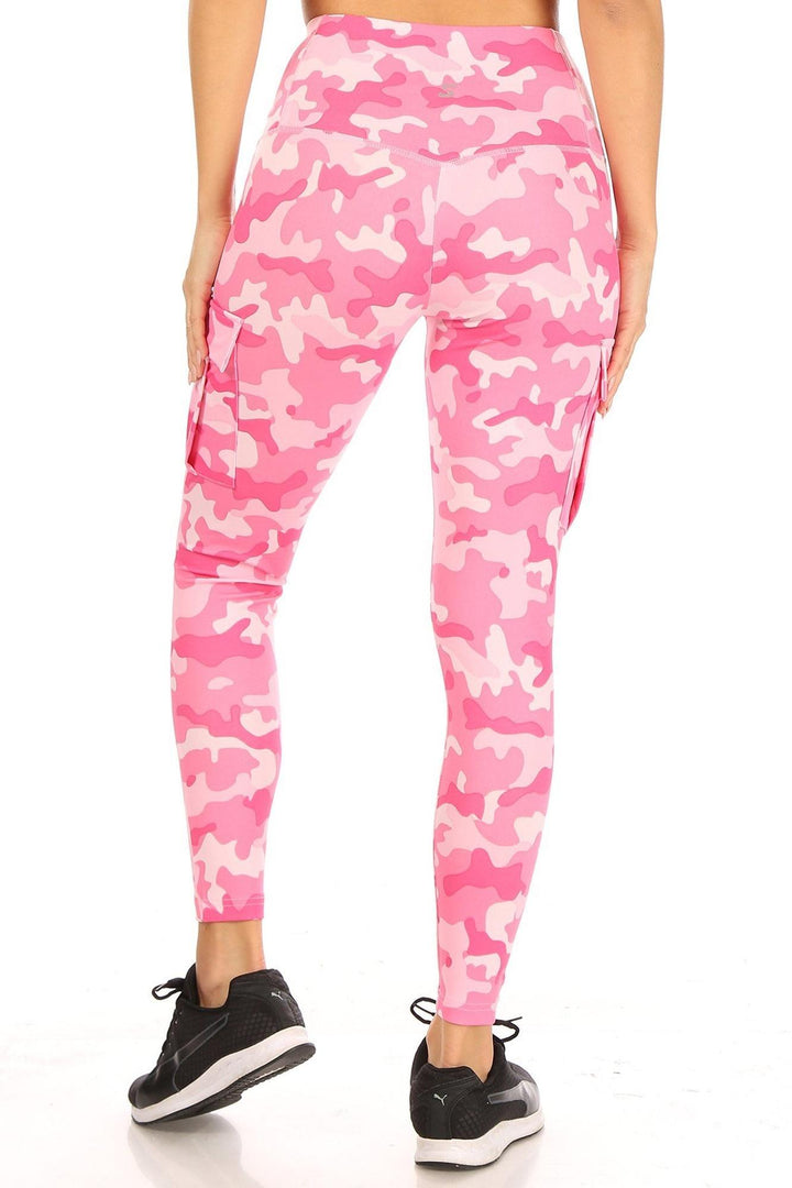 Cotton Candy Camouflage Sport Leggings with Cargo Pocket
