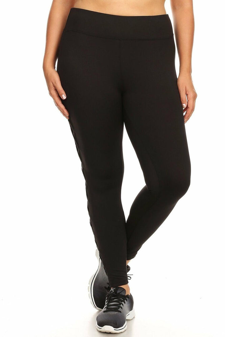 Side Crisscross Mesh Sport Leggings - Plus Size - 1XL 2XL 3XL