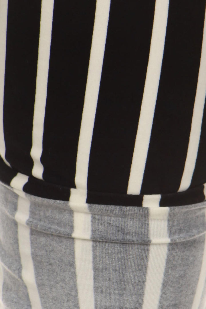 Plus Size - Buttery Soft Vertical Black Pinstripe Print Leggings