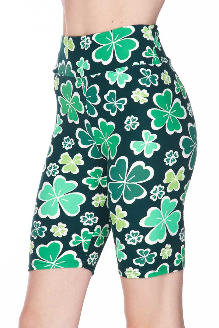 Buttery Soft Green Irish Clover Shorts - 3 Inch (One Size Regular,Green)