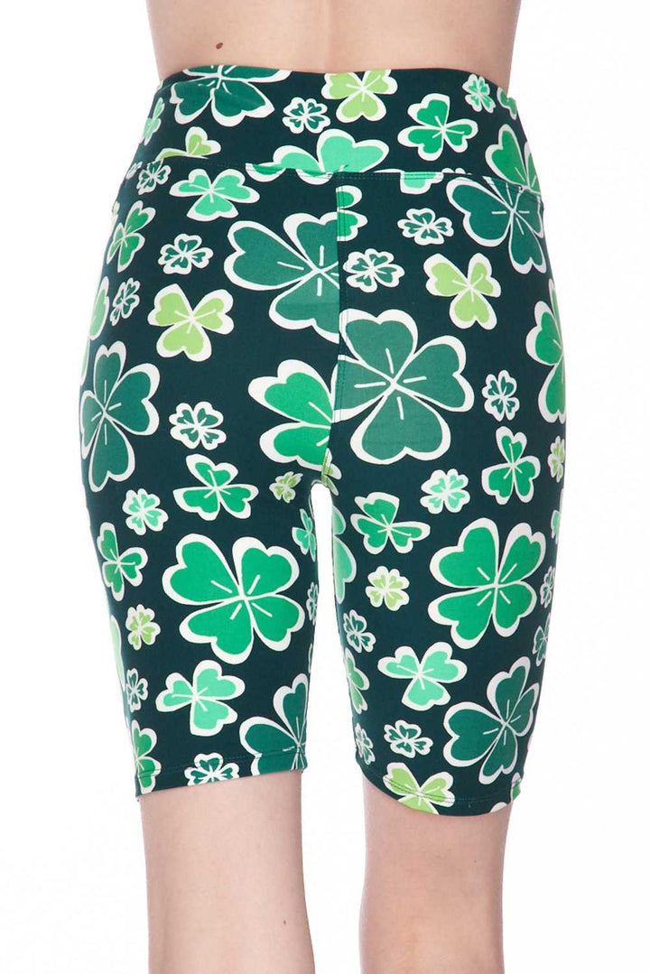 Buttery Soft Green Irish Clover Shorts - 3 Inch (One Size Regular,Green)