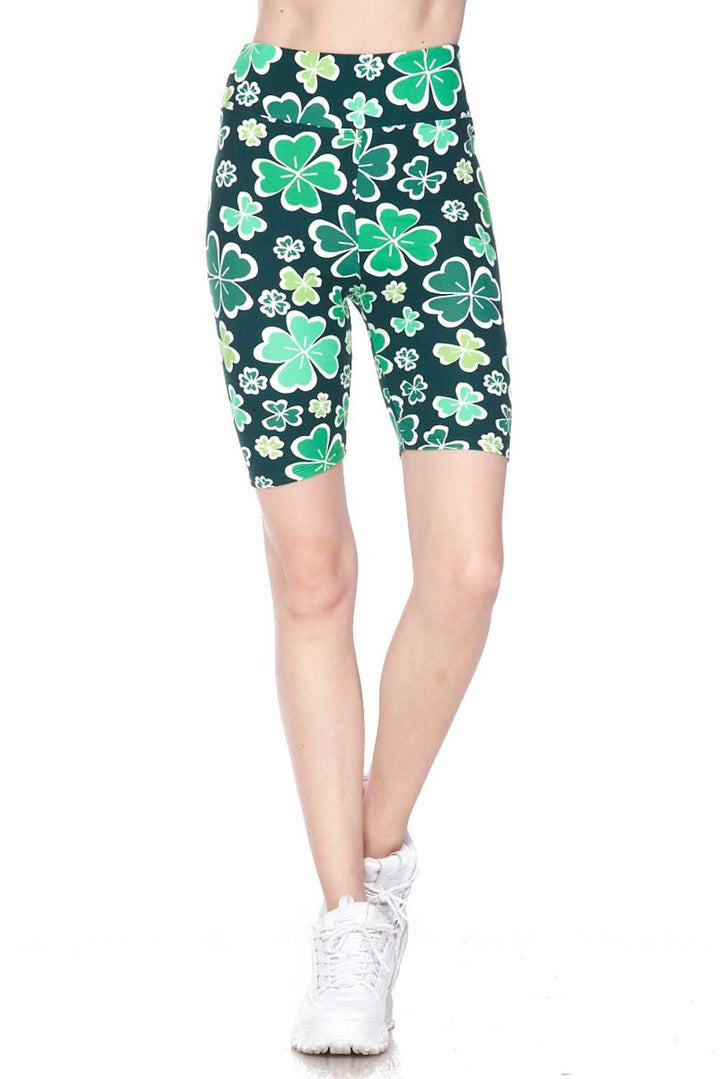 Buttery Soft Green Irish Clover Shorts - 3 Inch (One Size Regular,Green)