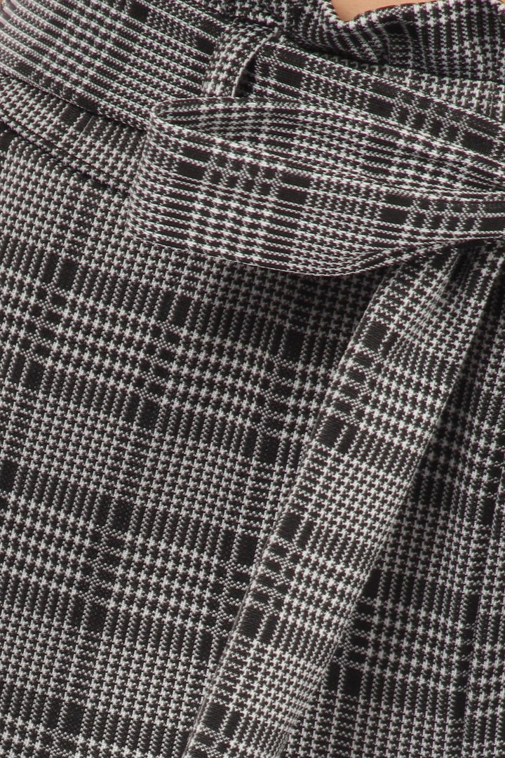 Glen Plaid High Waisted Paper Bag Tie Front Pants