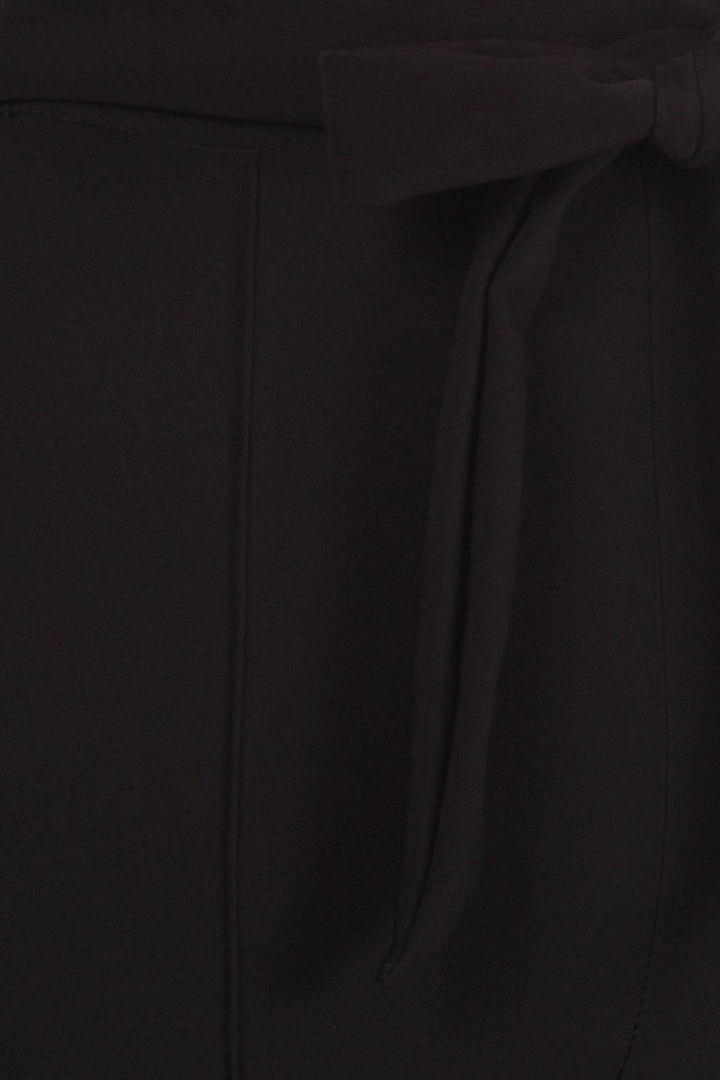 Black Scuba High Waisted Treggings with Tie Front