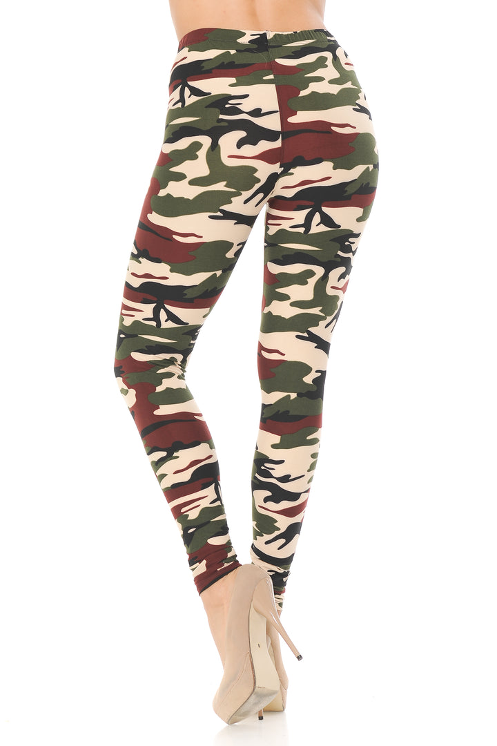 Buttery Soft Cozy Camouflage Plus Size Leggings (One Size Plus,Brown)
