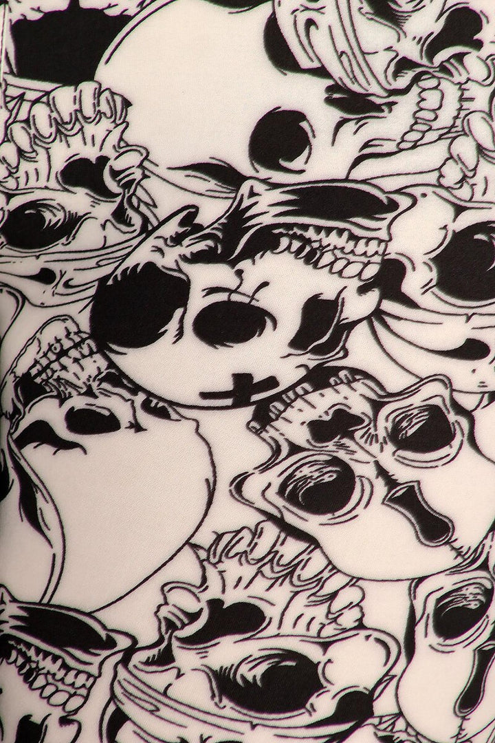 Plus Size - Buttery Soft White Layers of Skulls Leggings - One Size Plus