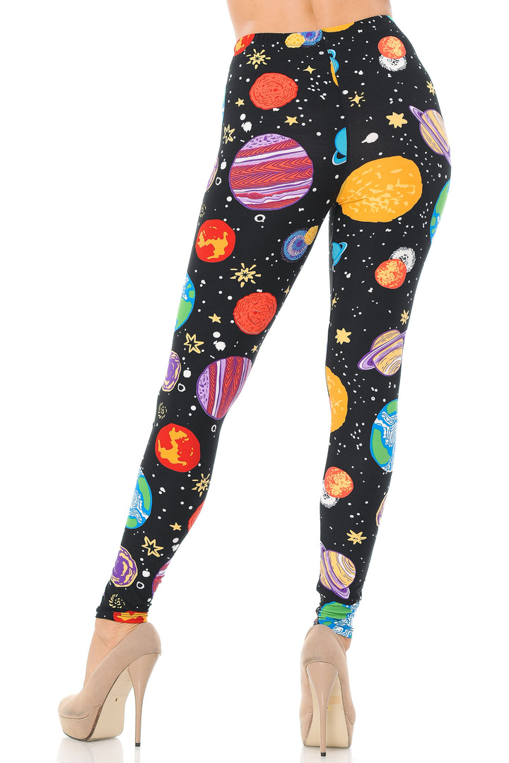 Buttery Smooth Planets in Space Leggings - Plus Size - 1XL 2XL 3XL