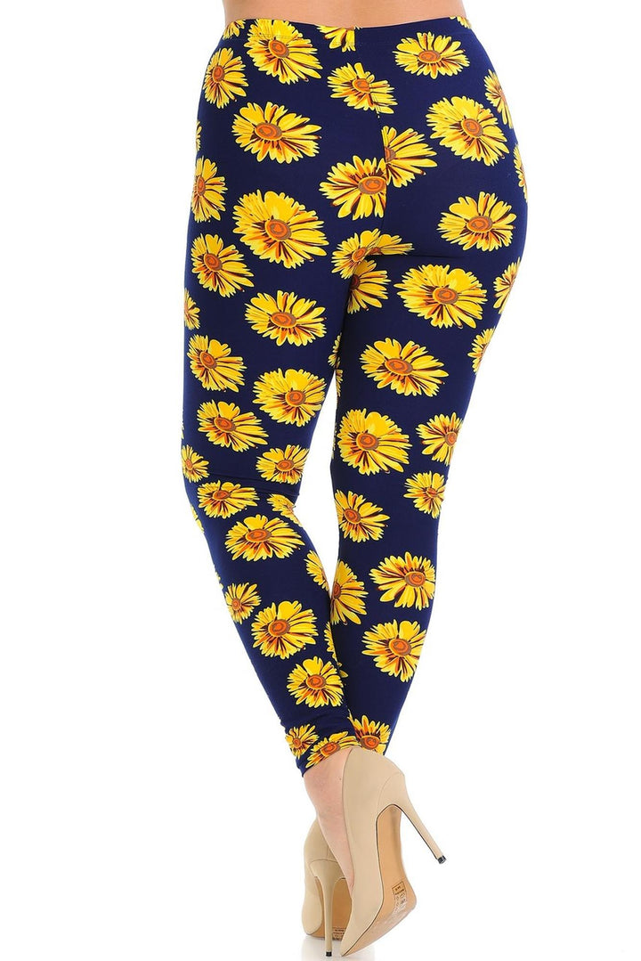 World of Leggings - Buttery Soft Summer Daisy Plus Size Leggings