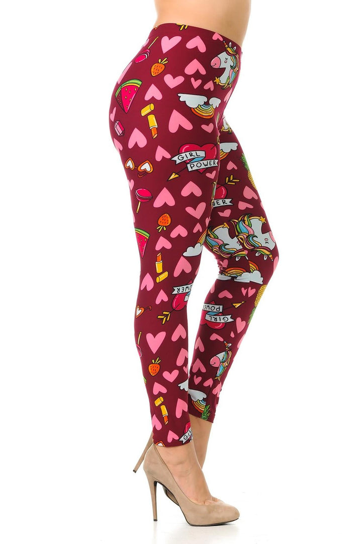 Plus Size - Buttery Soft Unicorn Girl Power Print Leggings