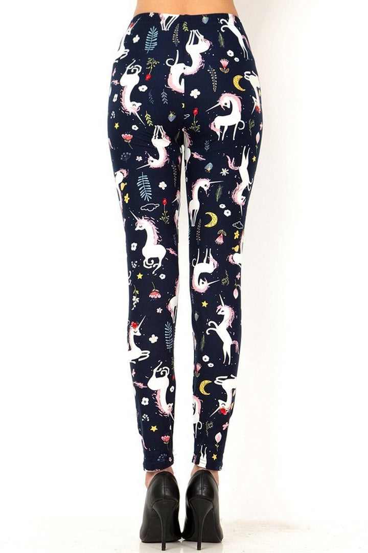 Buttery Soft Moonlight Unicorn Plus Size Leggings (One Size Plus,Navy)
