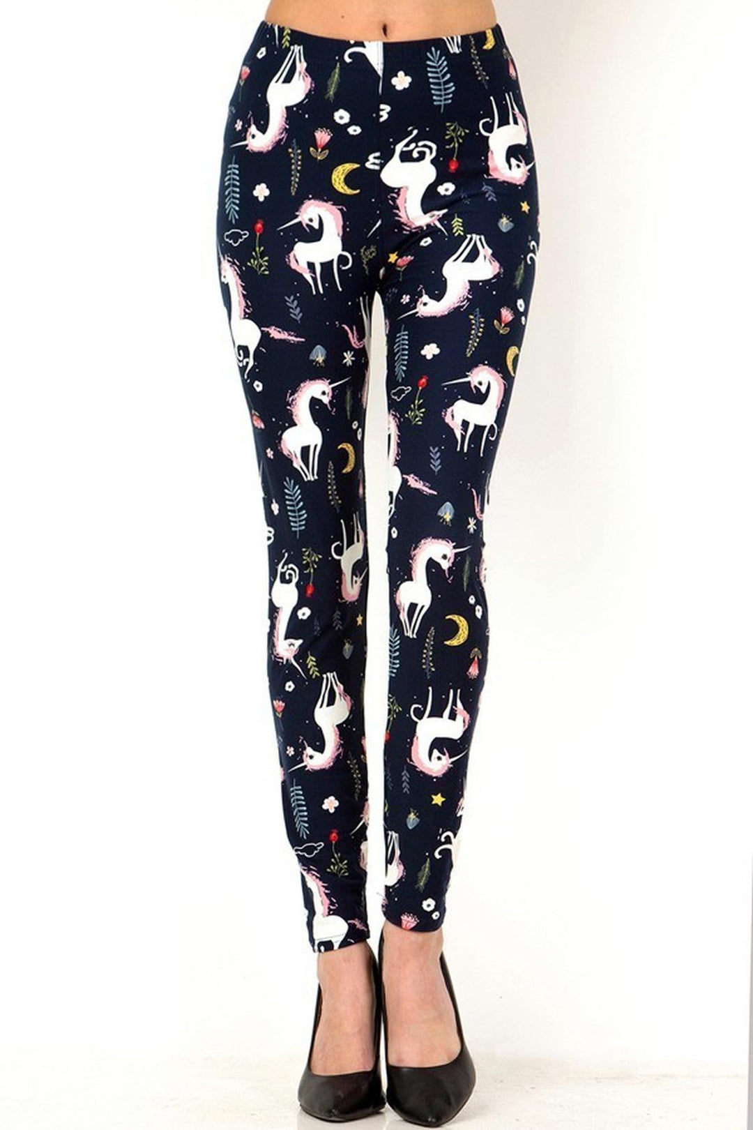 Buttery Soft Moonlight Unicorn Plus Size Leggings (One Size Plus,Navy)