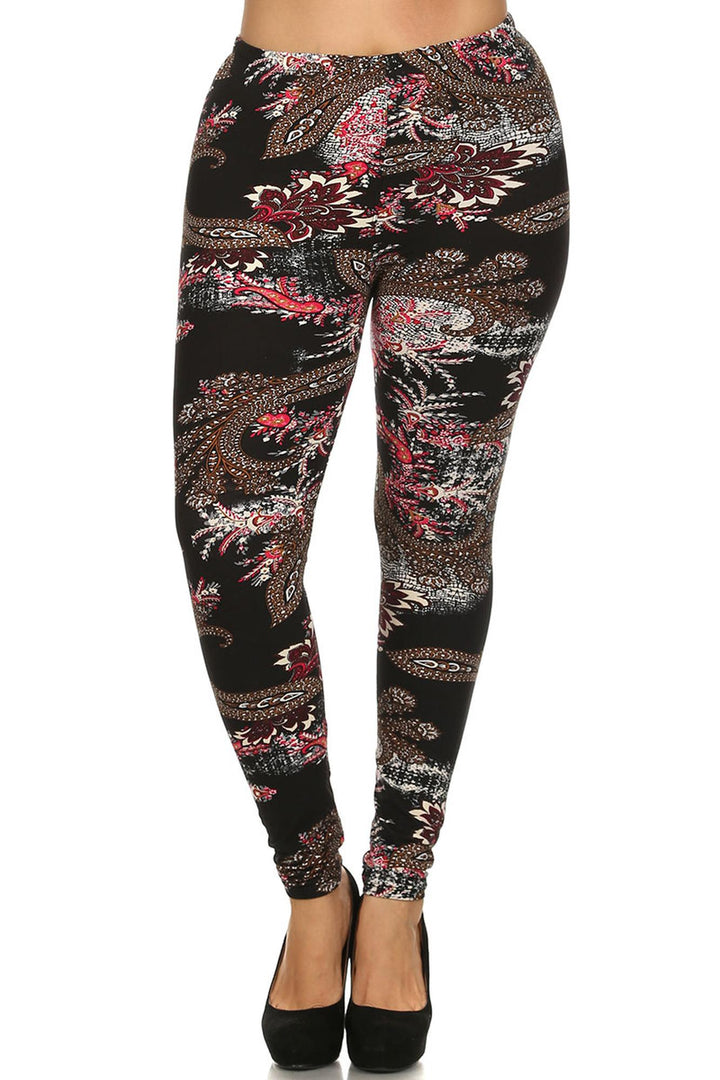 Plus Size - Buttery Soft Berry Plume Leggings - One Size Plus