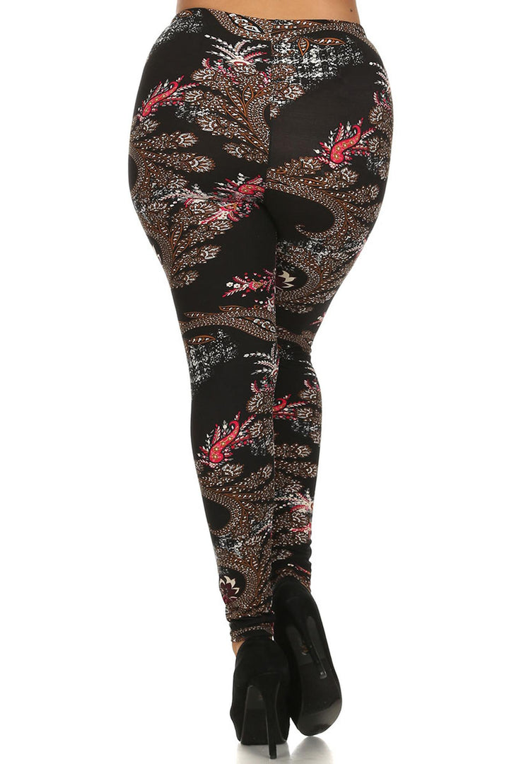 Plus Size - Buttery Soft Berry Plume Leggings - One Size Plus