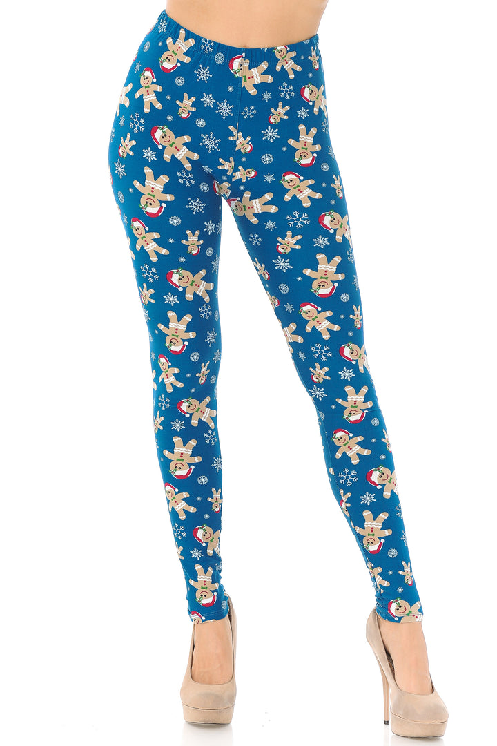 Buttery Soft Christmas Cookies and Snowflakes Plus Size Leggings (One Size Plus,Teal)