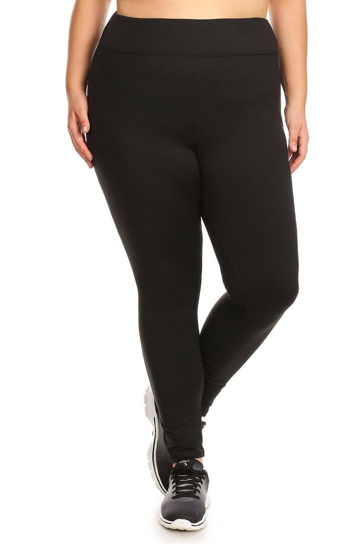 High Waisted Fleece Lined Sport Leggings - Plus Size - 1XL 2XL 3XL