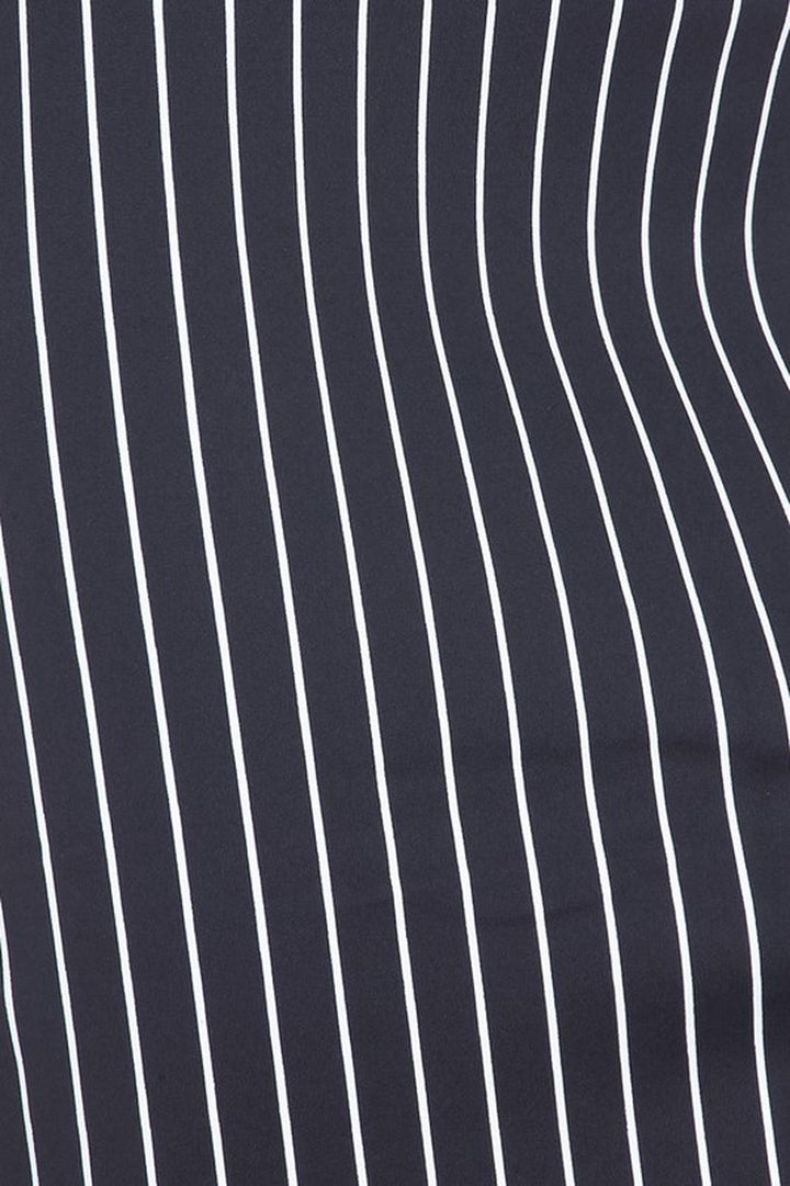 Silky Soft Scuba Black and White Pinstripe Plus Size Pencil Skirt with Front Slit