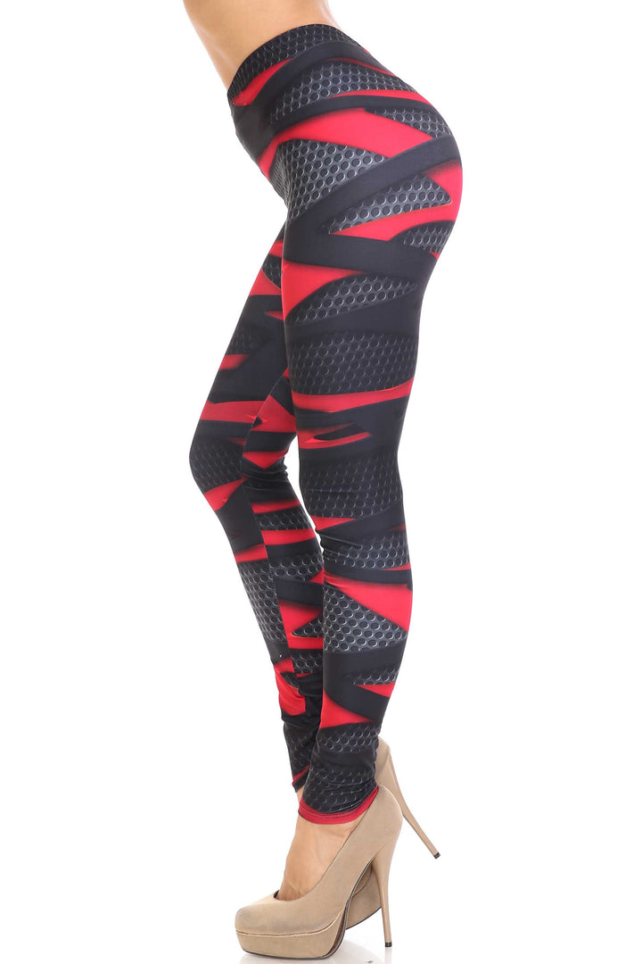 Creamy Soft Premium Women's Leggings Cascading 3D Sport Wrap Plus Size, High Rise, Stretchy & Breathable, Comfortable Fit - by USA Fashion