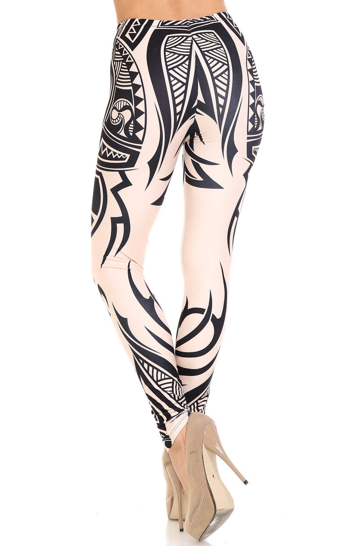 Plus Size - Creamy Soft Women's Laser Print Skin Smoothing Fashion Print Leggings - Celestial Tribal
