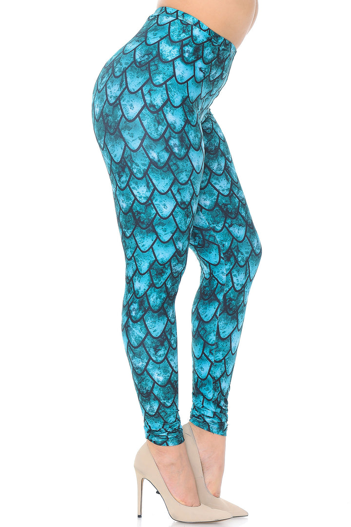 Creamy Soft Premium Women's Leggings Green Dragon Plus Size, High Rise, Stretchy & Breathable, Comfortable Fit - by USA Fashion