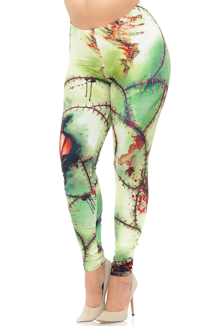 Creamy Soft Premium Women's Leggings Zombie Plus Size, High Rise, Stretchy & Breathable, Comfortable Fit - by USA Fashion