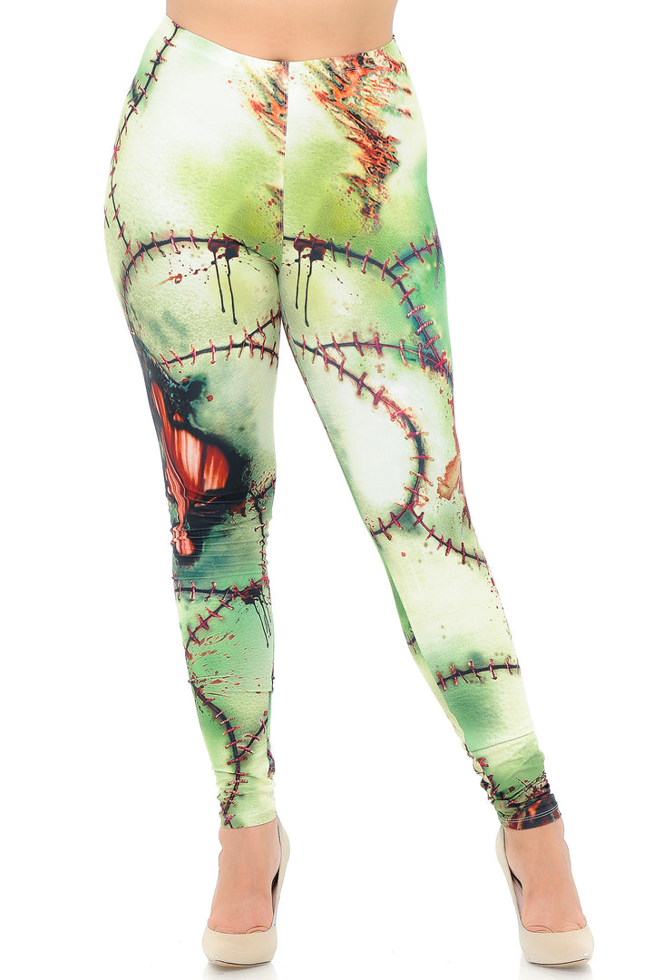 Creamy Soft Premium Women's Leggings Zombie Plus Size, High Rise, Stretchy & Breathable, Comfortable Fit - by USA Fashion